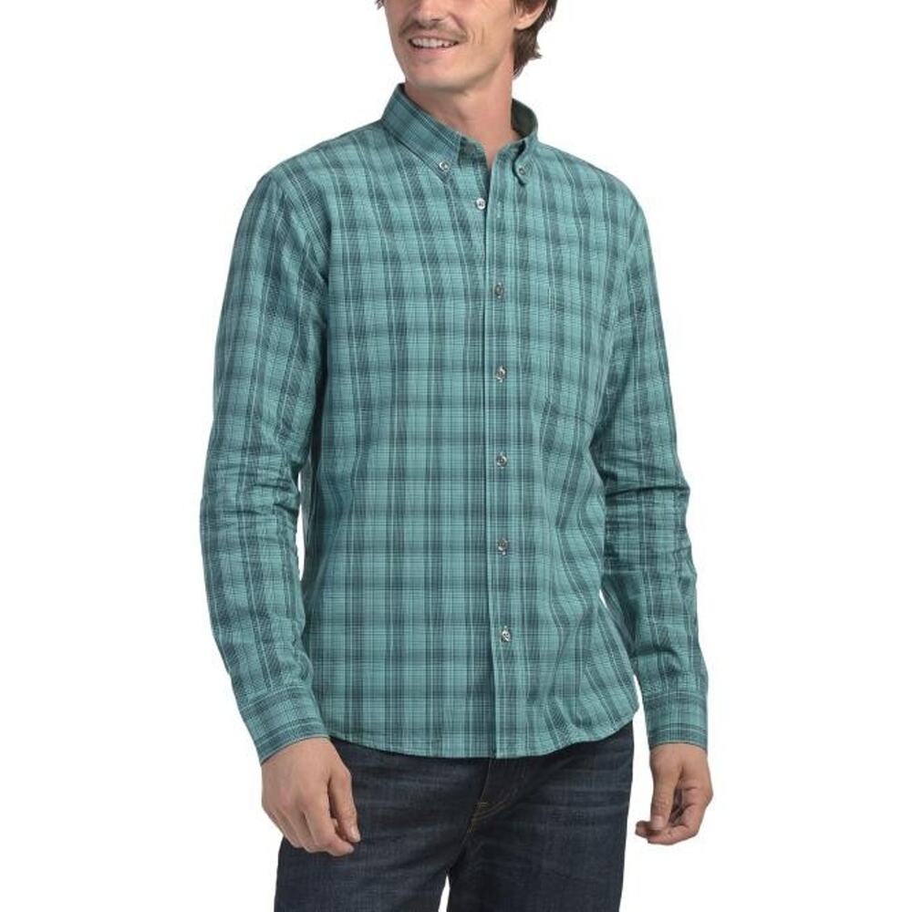 Billy Reid Shadow Plaid Tuscumbia Shirt Small Nile Blue Button Down Men's S